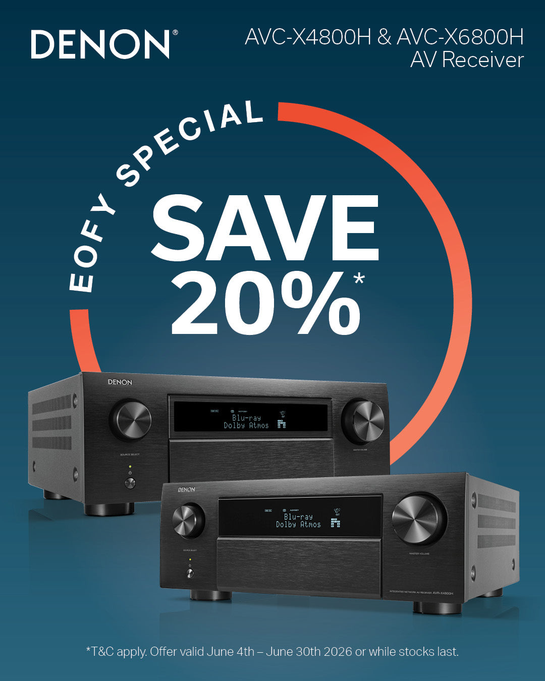 Denon AVC-X4800H 8K video and 3D audio experience from a 9.4 channel receiver, Dirac Optional, Voice Control and HEOS Built-inÂ®, Made in Japan.