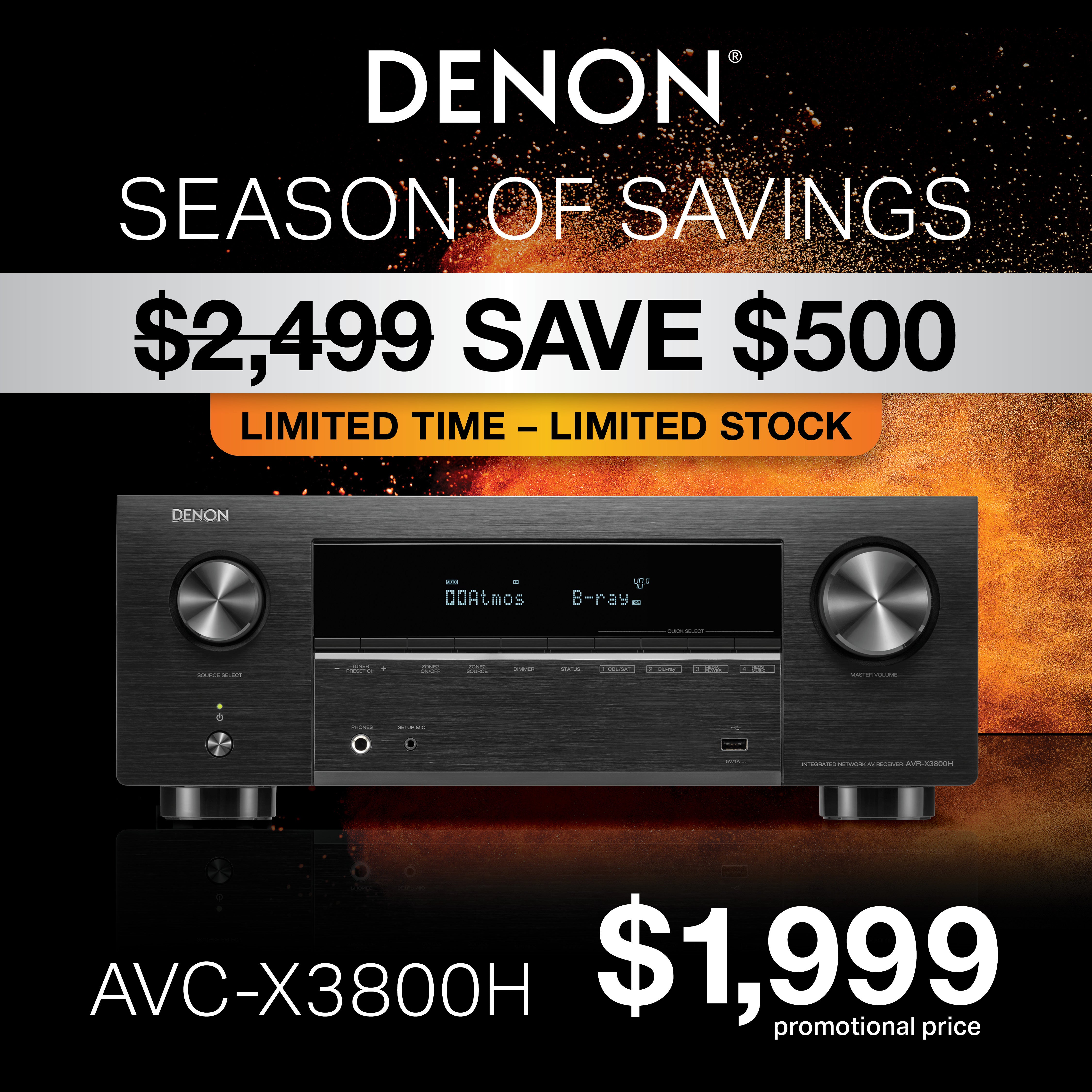 Denon AVC-X3800H 8K video and 3D audio experience from a 9.4 channel receiver, Dirac Optional, Voice Control and HEOS Built-in®
